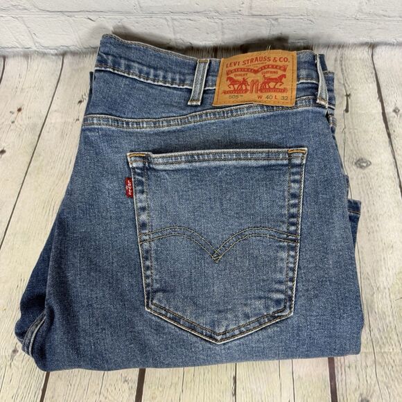 Levis 505 Jeans Men Size 40X32 Denim Medium Washed Blue Straight Leg Western - Picture 1 of 15